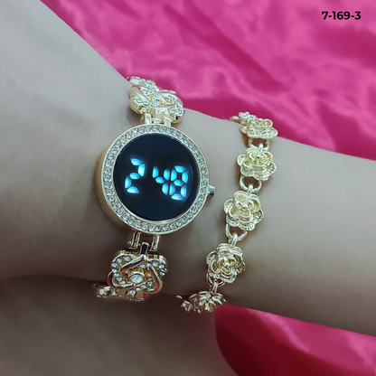 RELOJ LUXUR LED + PULSERA + ESTUCHE DAMA