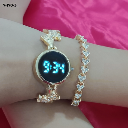 RELOJ LUXUR LED + PULSERA + ESTUCHE DAMA