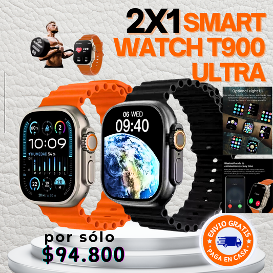 🔥 ¡Oferta única! Compra 1 Smartwatch T900 y te llevas 2. ¡No dejes pasar esta promoción por tiempo limitado!