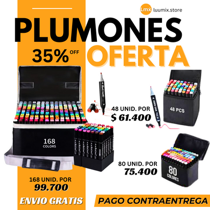 🎨 ¡Haz que tu creatividad brille con nuestros plumones de doble punta! 🎨 168 MARCADORES POR SOLO $ 99.700